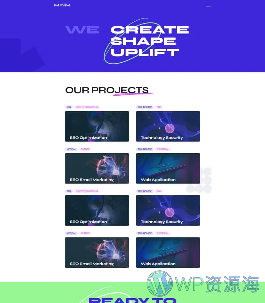 创意Gutenberg网站模板_一键导入快速建站插图7-WP资源海 IMThrive Projects Page For Gutenberg
