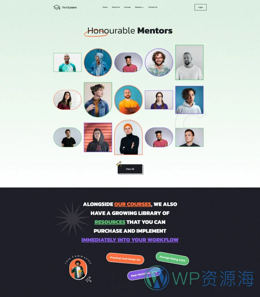 NextLearn Mentors Page For Gutenberg