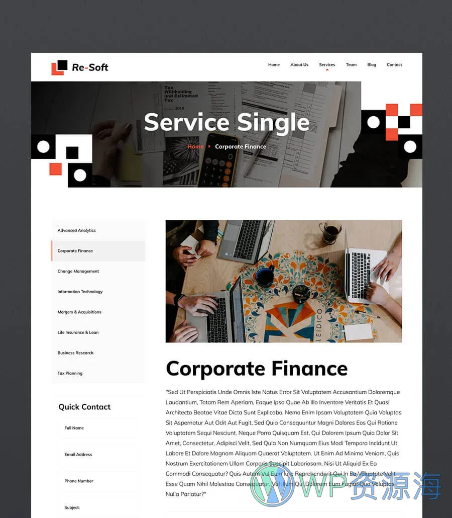 金融服务机构Elementor网站模板_一键导入快速建站插图1-WP资源海 Re-Soft Home Page