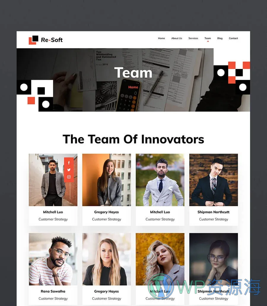 金融服务机构Elementor网站模板_一键导入快速建站插图7-WP资源海 Re-Soft Team Page