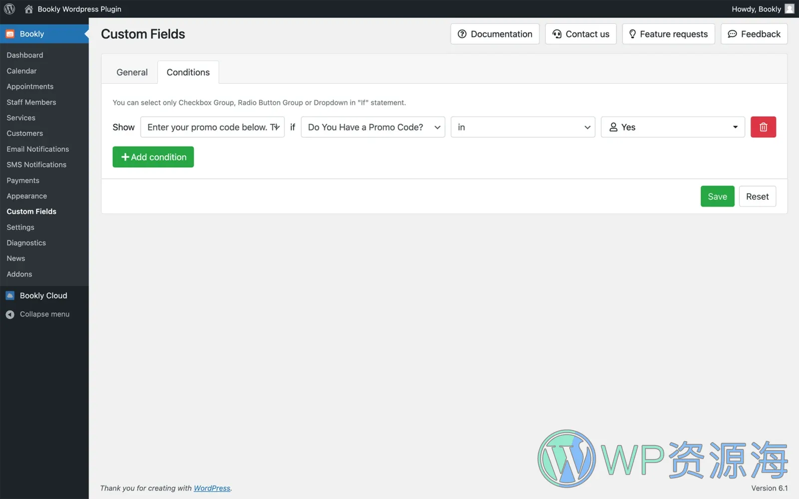 Bookly Square Payment (Add-on) 预约支付集成 WordPress 插件插图1-WP资源海 Various types of custom fields in your Bookly booking form