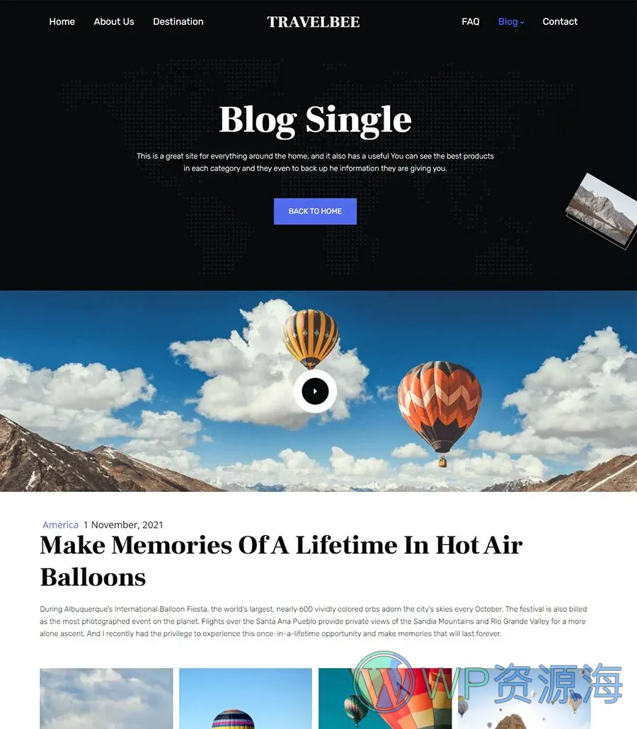 TravelBee Single Post Page