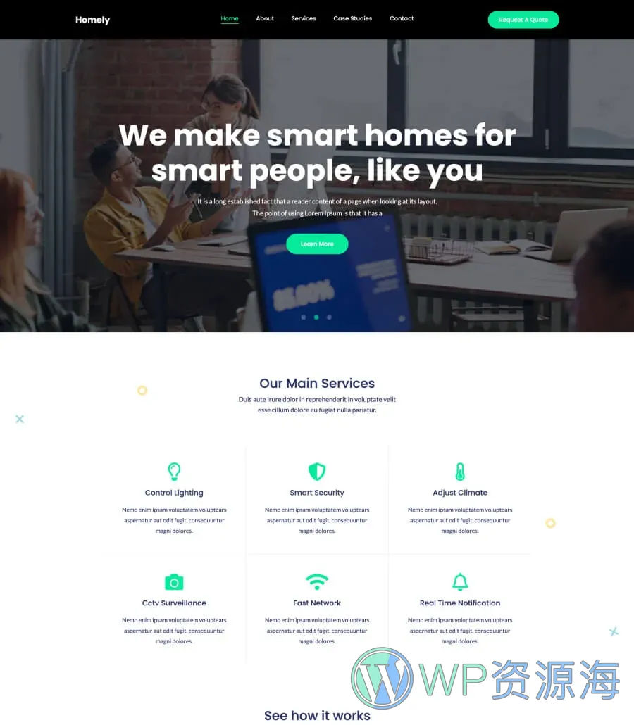 智能家居安全Gutenberg网站模板_一键导入快速建站插图1-WP资源海 Homely Home Page For Gutenberg