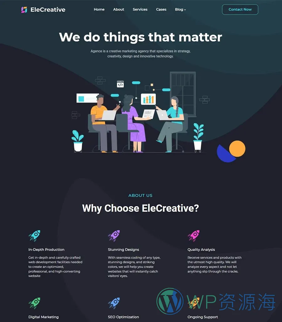 创意机构Elementor网站模板_一键导入快速建站插图2-WP资源海 EleCreative About Page