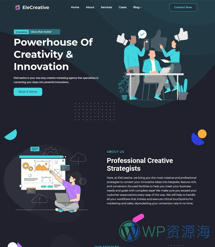 创意机构Elementor网站模板_一键导入快速建站插图1-WP资源海 EleCreative Home Page