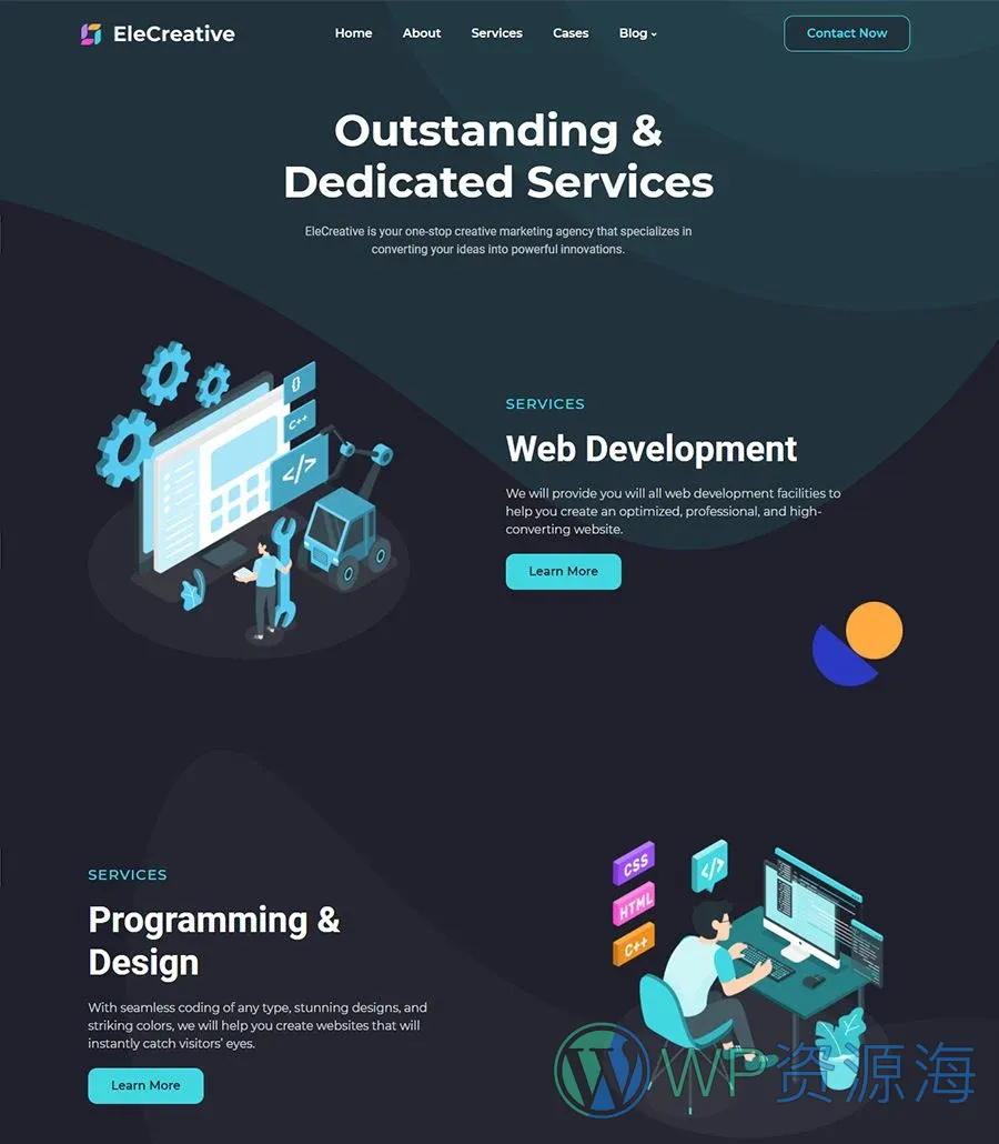 创意机构Elementor网站模板_一键导入快速建站插图5-WP资源海 EleCreative Services Page