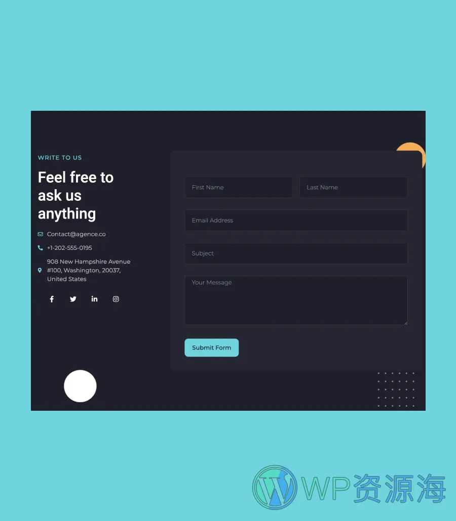 创意机构Elementor网站模板_一键导入快速建站插图8-WP资源海 EleCreative Contact Section