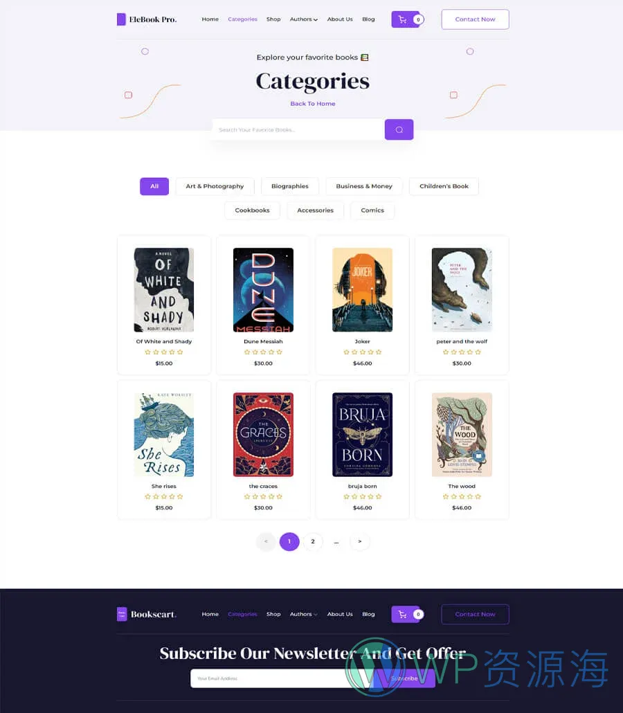 电子书Gutenberg网站模板_一键导入快速建站插图6-WP资源海 Elebook Categories Page For Gutenberg