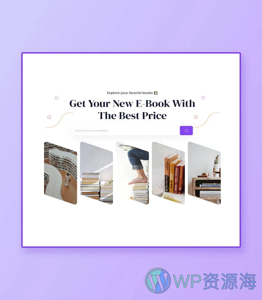 电子书Gutenberg网站模板_一键导入快速建站插图9-WP资源海 Elebook Hero Section For Gutenberg