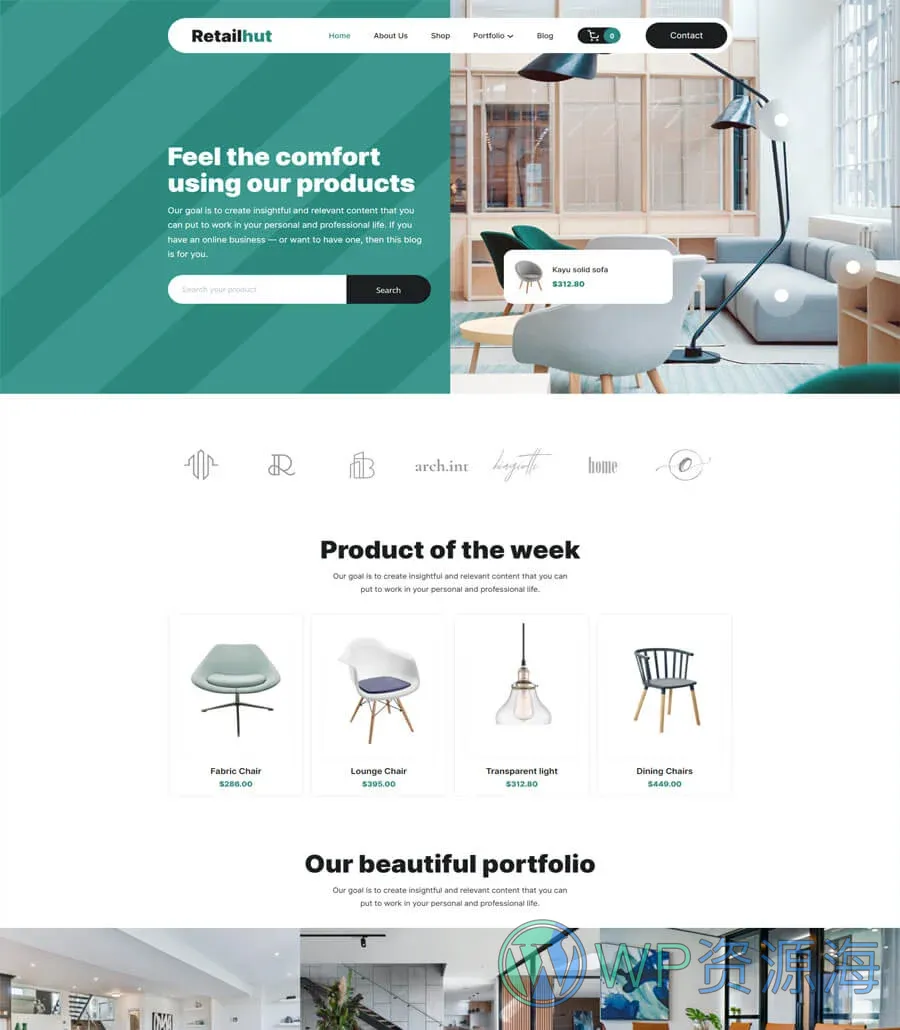 零售商店Gutenberg网站模板_一键导入快速建站插图1-WP资源海 RetailHut Home Page For Gutenberg