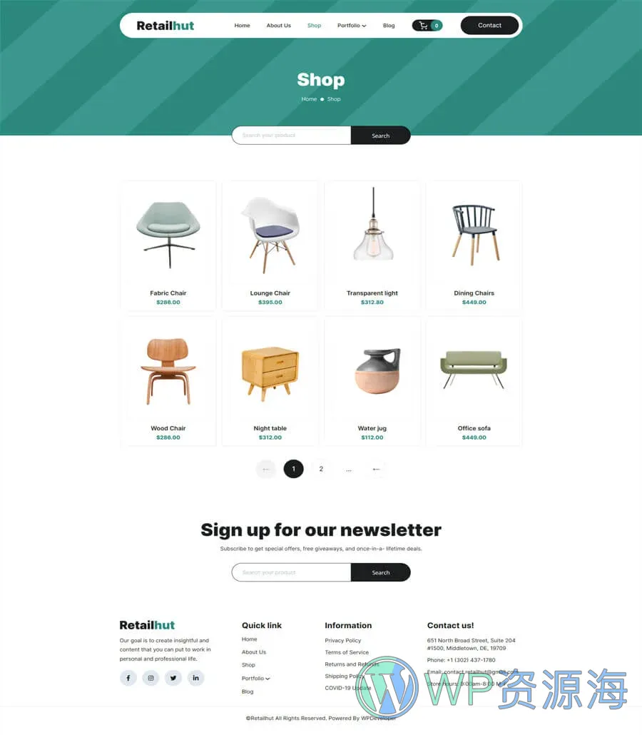 零售商店Gutenberg网站模板_一键导入快速建站插图5-WP资源海 RetailHut Shop Page For Gutenberg