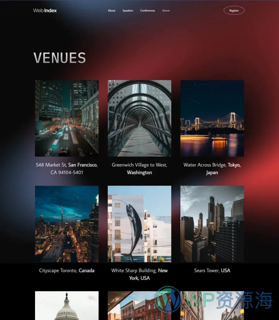 Webindex Venues Page