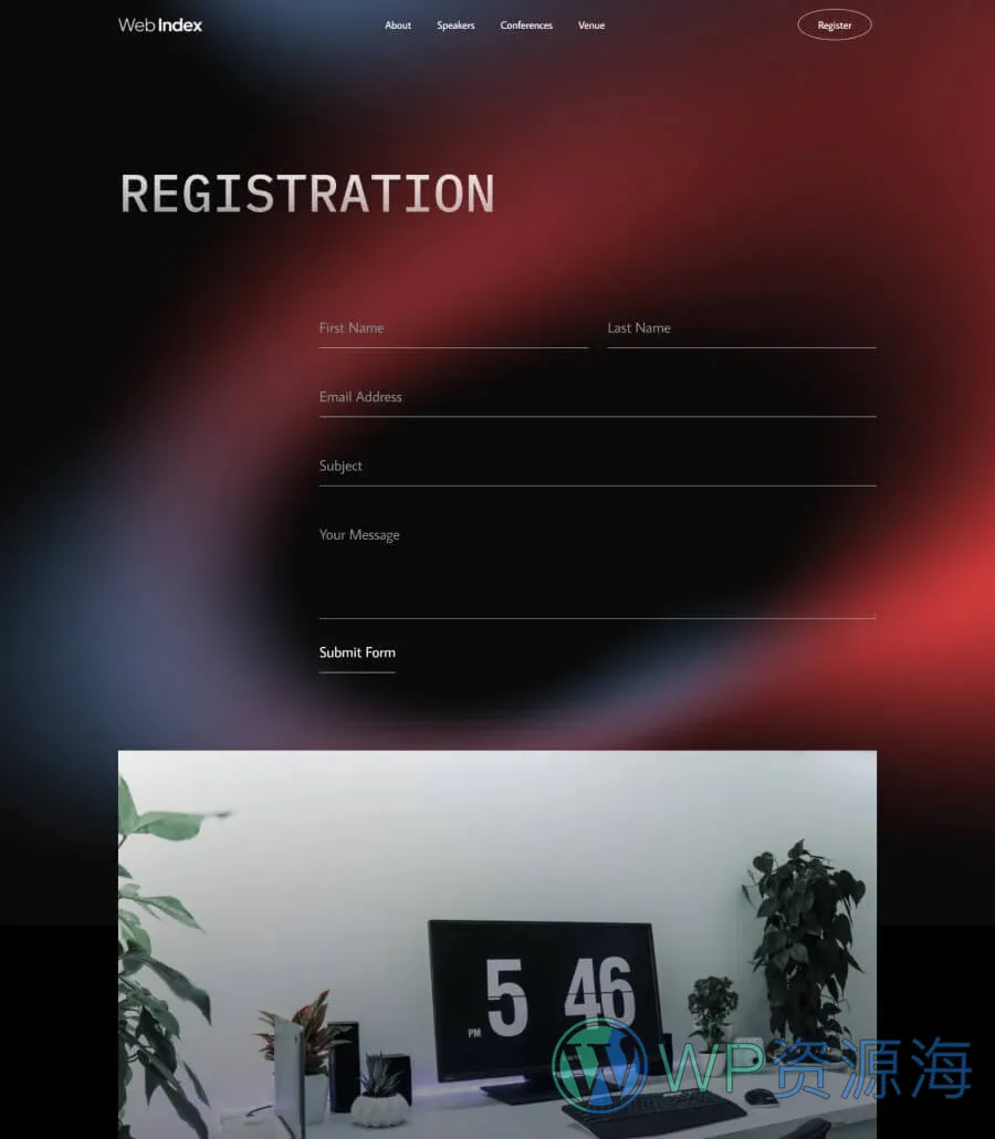 Webindex Registration Page