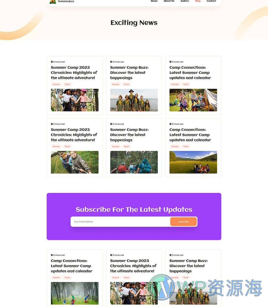 SummerJoy Blog Page For Gutenberg