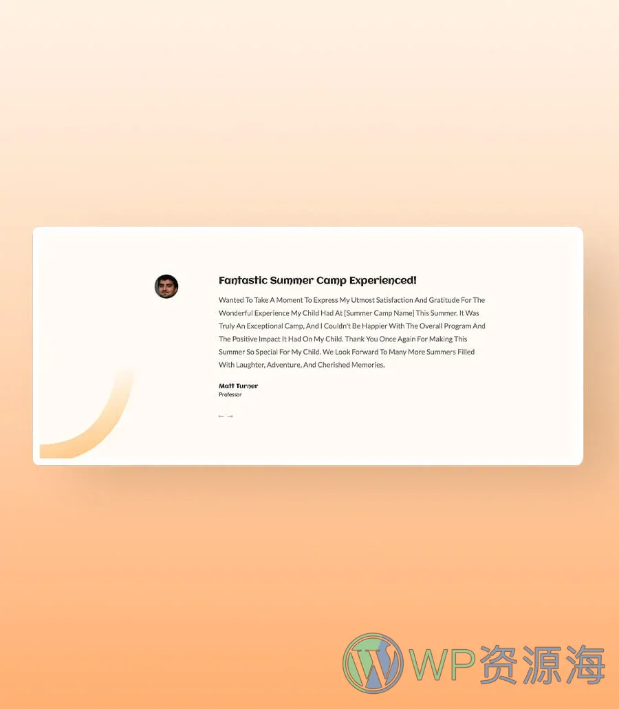 SummerJoy Testimonial Section For Gutenberg