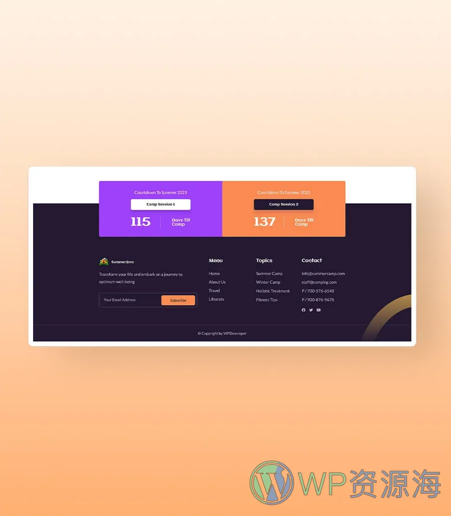 SummerJoy Countdown Section For Gutenberg