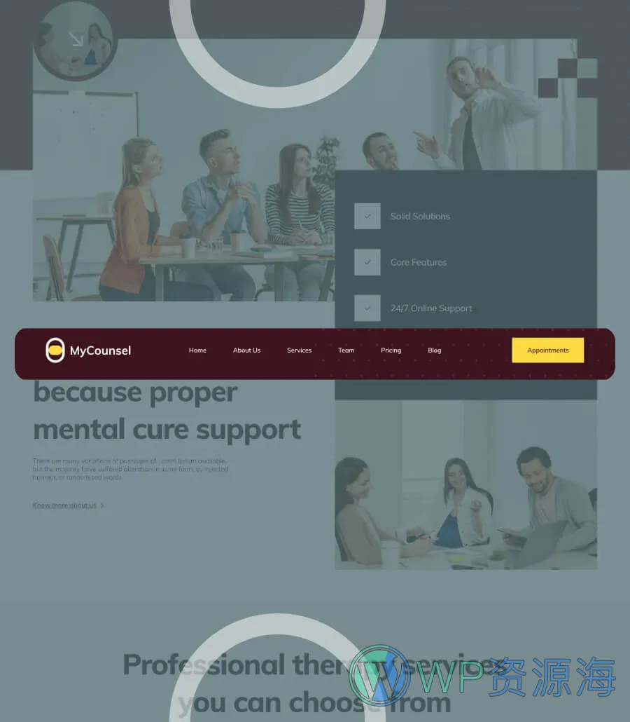 心理学咨询Elementor网站模板_一键导入快速建站插图10-WP资源海 MyCounsel Header