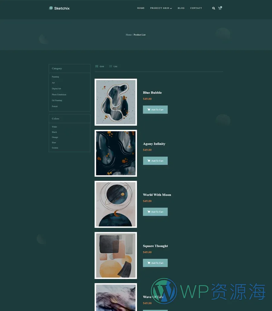 Sketchix Product List Page For Gutenberg