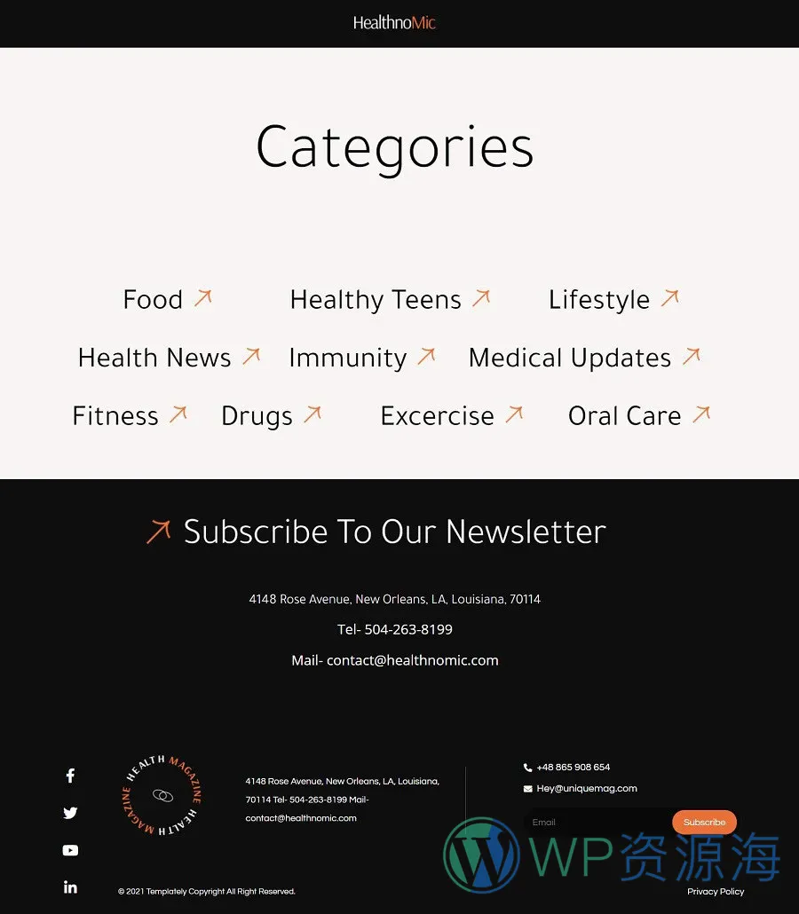 Healthnomic Categories Page