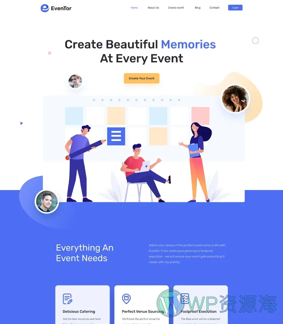 活动管理Elementor网站模板_一键导入快速建站插图1-WP资源海 EvenTor Home Page