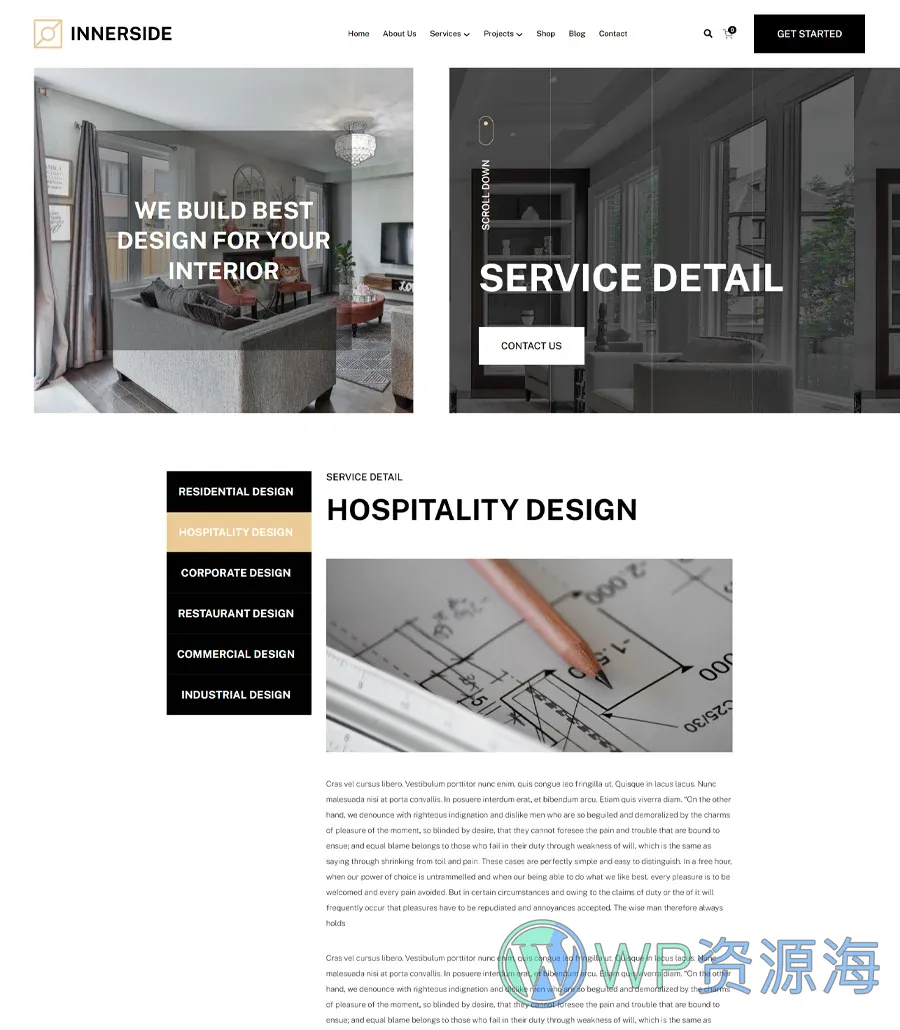 InnerSide Service Details Page For Gutenberg
