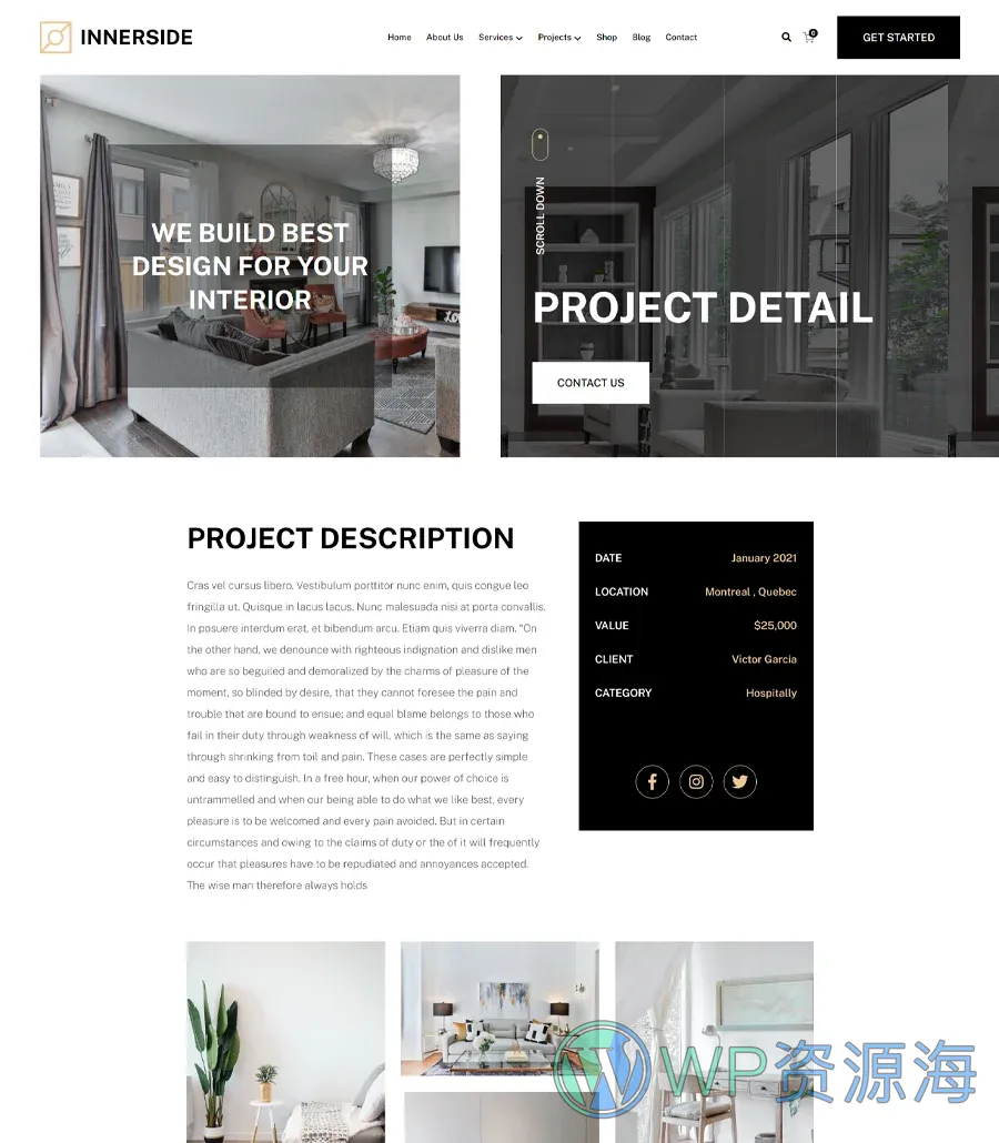 InnerSide Projects Details Page For Gutenberg