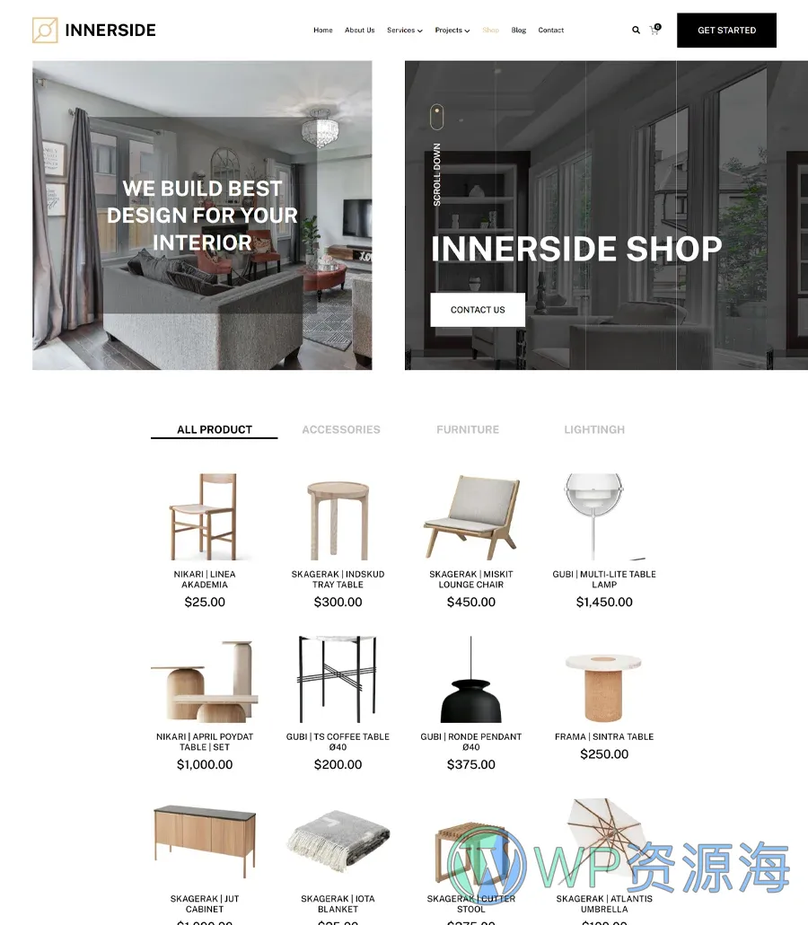 InnerSide Shop Page For Gutenberg