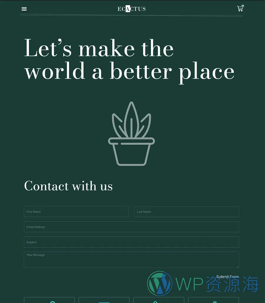 室内植物店Elementor网站模板_一键导入快速建站插图3-WP资源海 eCactus Contact Page