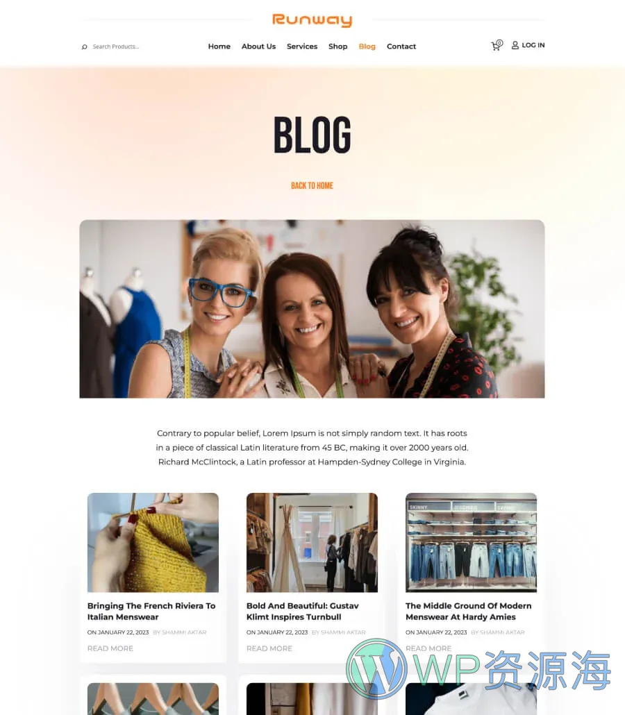 采购站Gutenberg网站模板_一键导入快速建站插图4-WP资源海 Runway Blog Page For Gutenberg