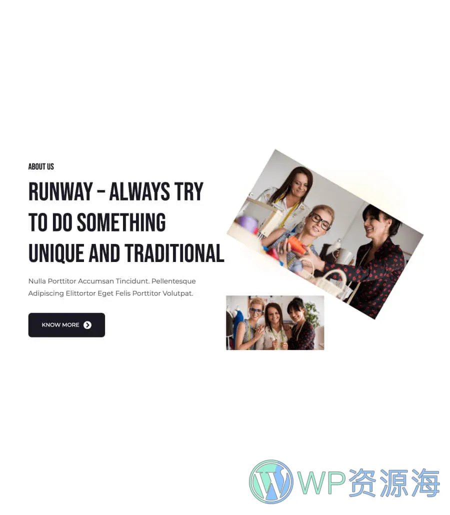采购站Gutenberg网站模板_一键导入快速建站插图10-WP资源海 Runway About Us Section For Gutenberg