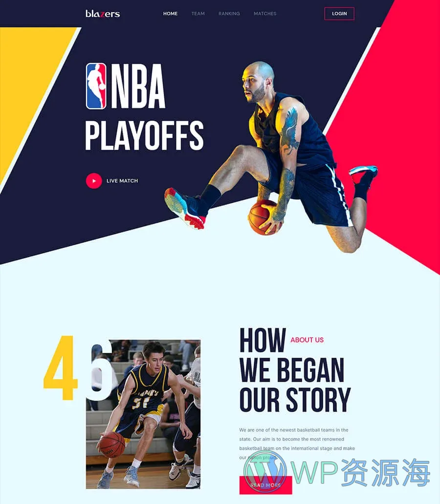 篮球Elementor网站模板_一键导入快速建站插图1-WP资源海 Blazers Home Page