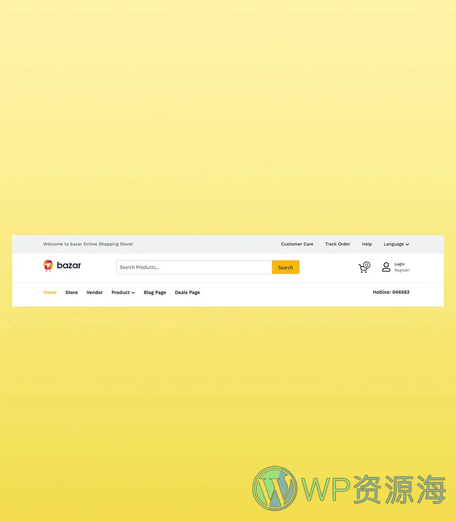 多商户电商Gutenberg网站模板_一键导入快速建站插图11-WP资源海 Bazar Header Section For Gutenberg