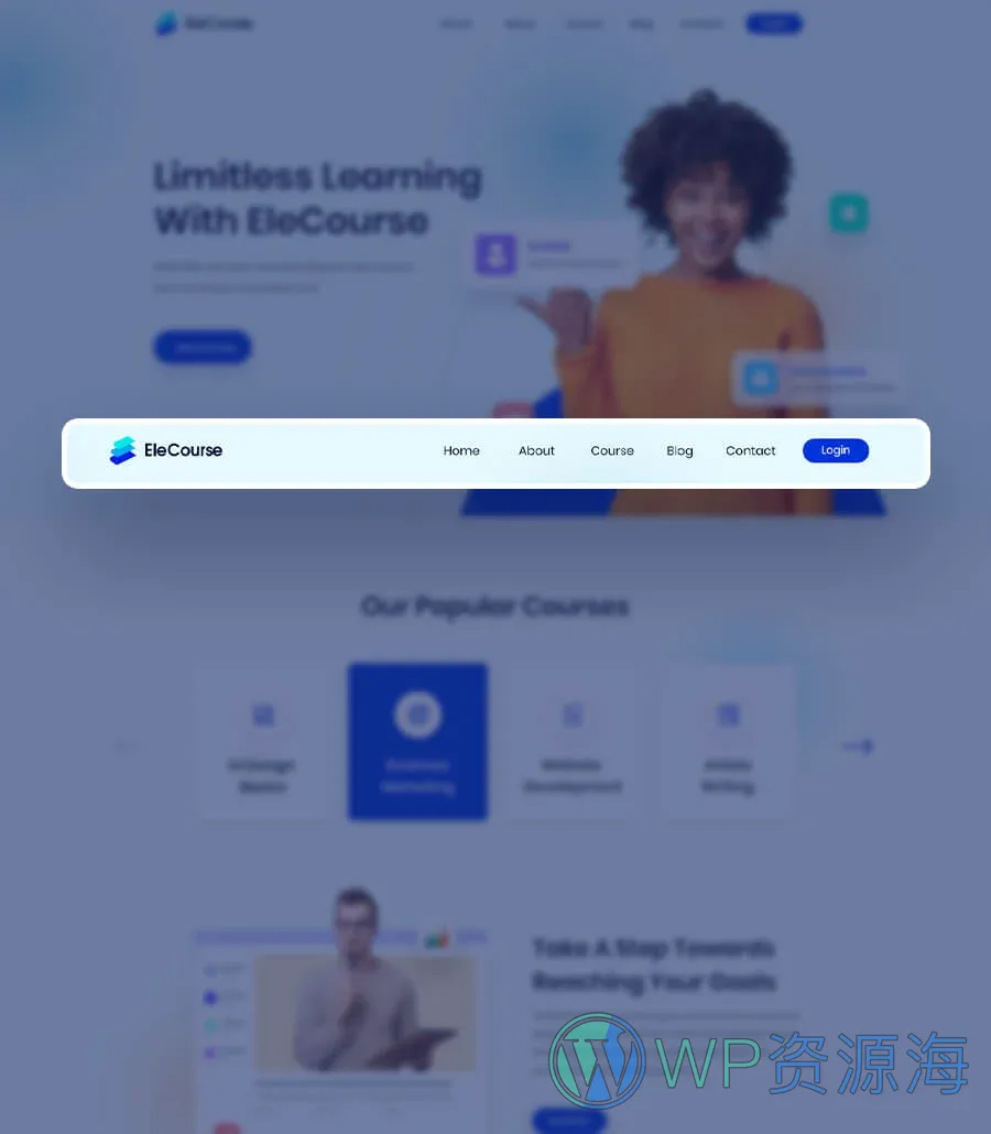 在线课程Elementor网站模板_一键导入快速建站插图6-WP资源海 EleCourse Header