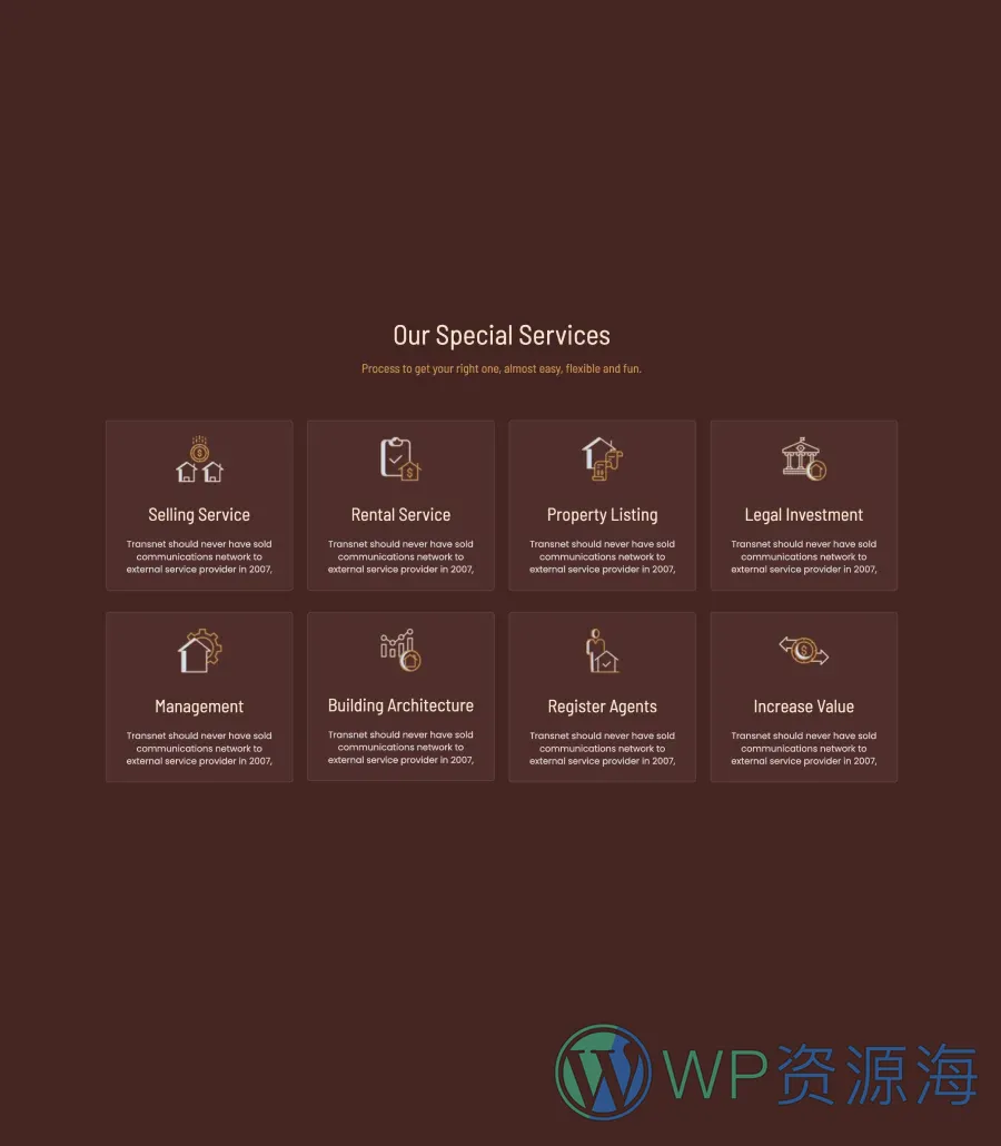 房地产Gutenberg网站模板_一键导入快速建站插图8-WP资源海 TemplatelyBuilders Services Section For Gutenberg