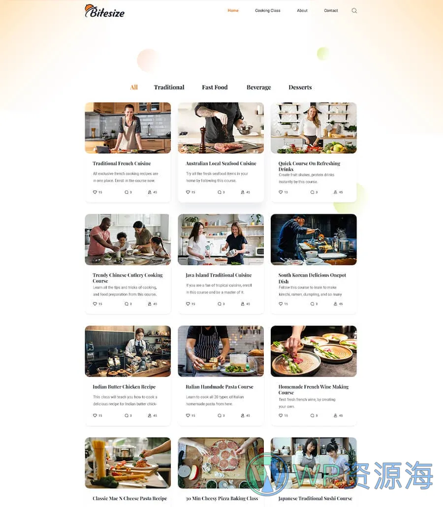 Bitesize Cooking Class Page