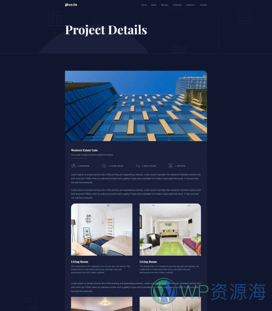 家具商城 一键速建Gutenberg网站模板_一键导入快速建站插图2-WP资源海 Woodie Project Details Page For Gutenberg