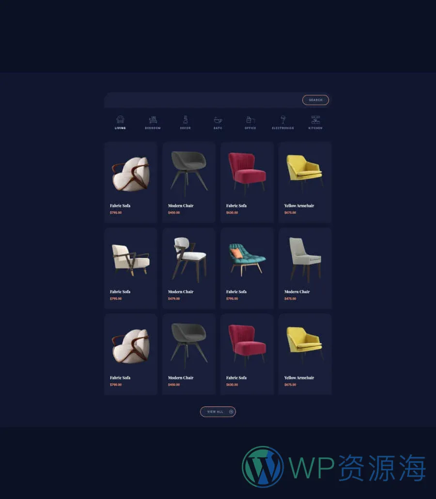家具商城 一键速建Gutenberg网站模板_一键导入快速建站插图8-WP资源海 Woodie Products By Categories Section For Gutenberg