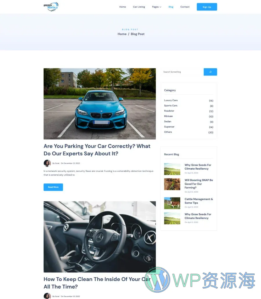 Speedy Rentals Blog Page For Gutenberg