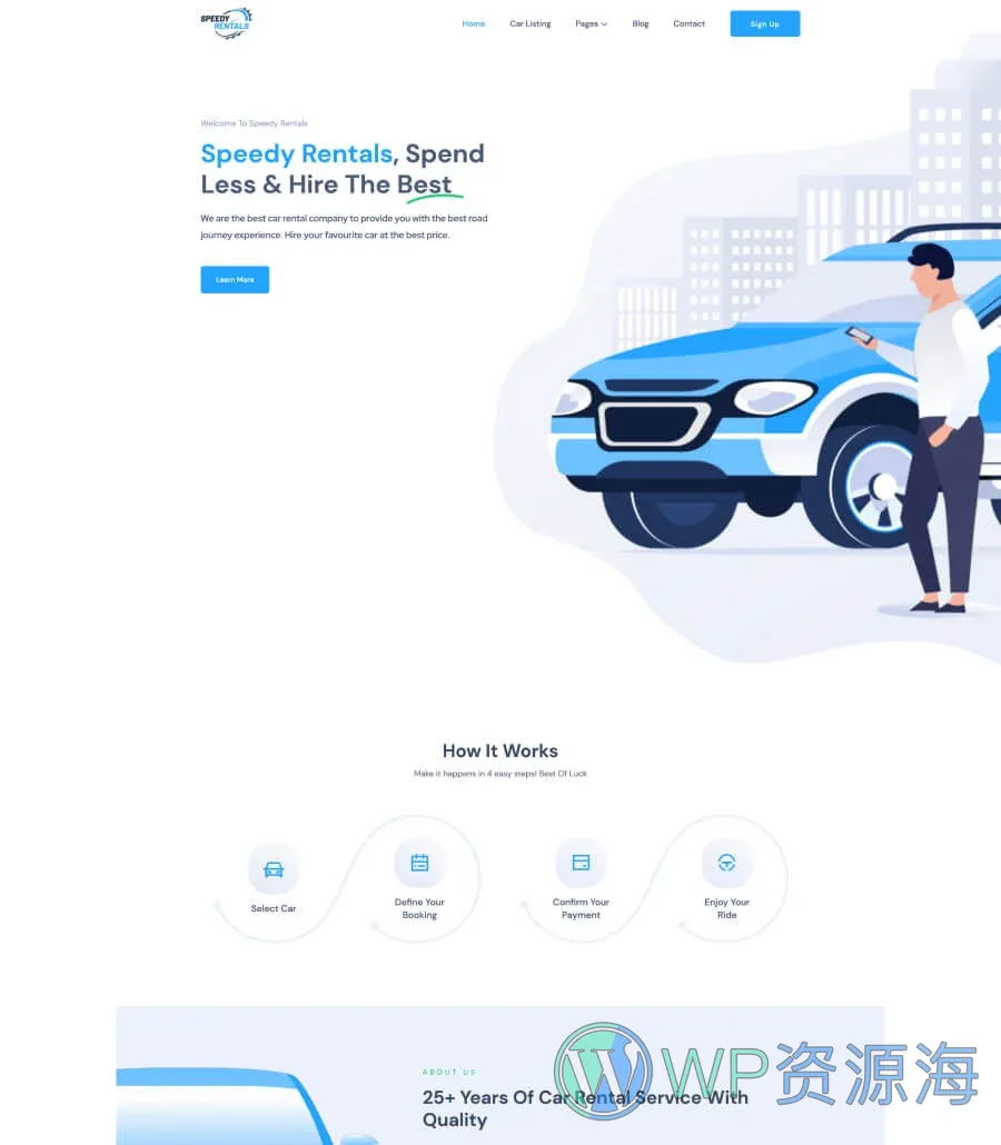Speedy Rentals Home Page For Gutenberg