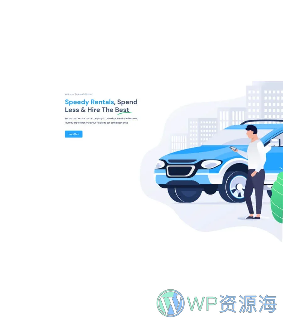 Speedy Rentals Banner Section For Gutenberg