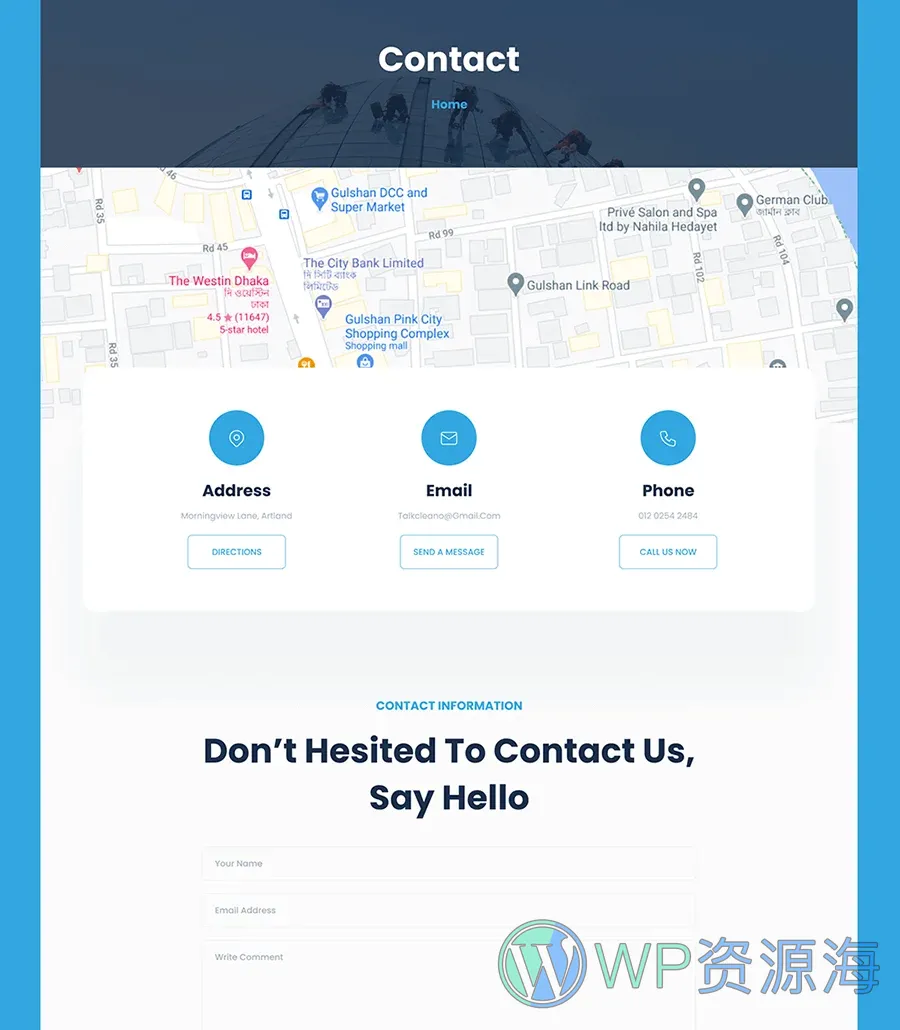 清洁服务整站Elementor网站模板_一键导入快速建站插图4-WP资源海 Cleano Contact Page