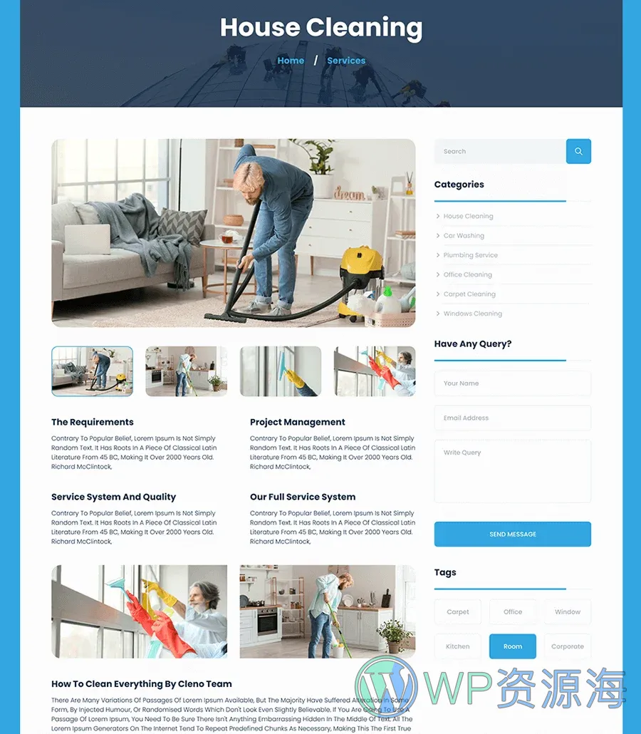 清洁服务整站Elementor网站模板_一键导入快速建站插图2-WP资源海 Cleano Service Details Page