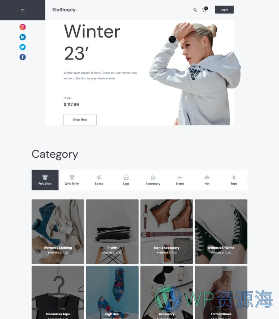 EleShoply Home Page For Gutenberg