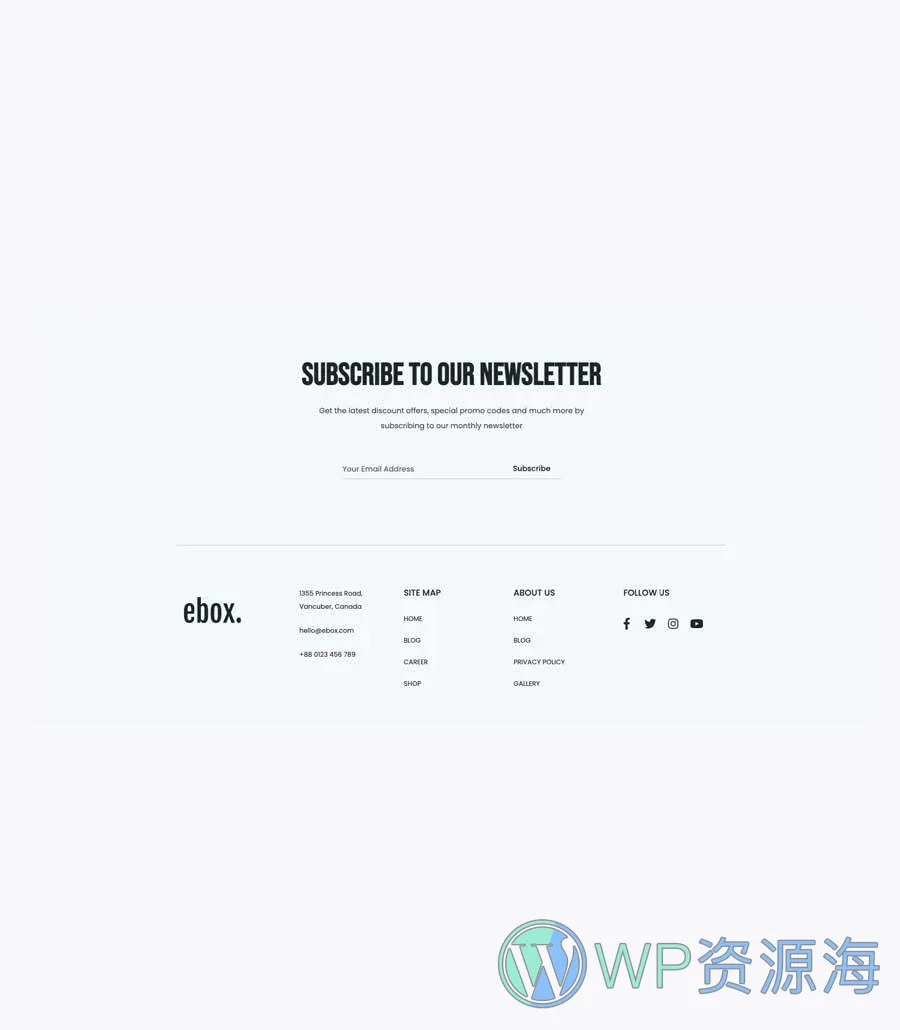 Ebox Footer Section For Gutenberg