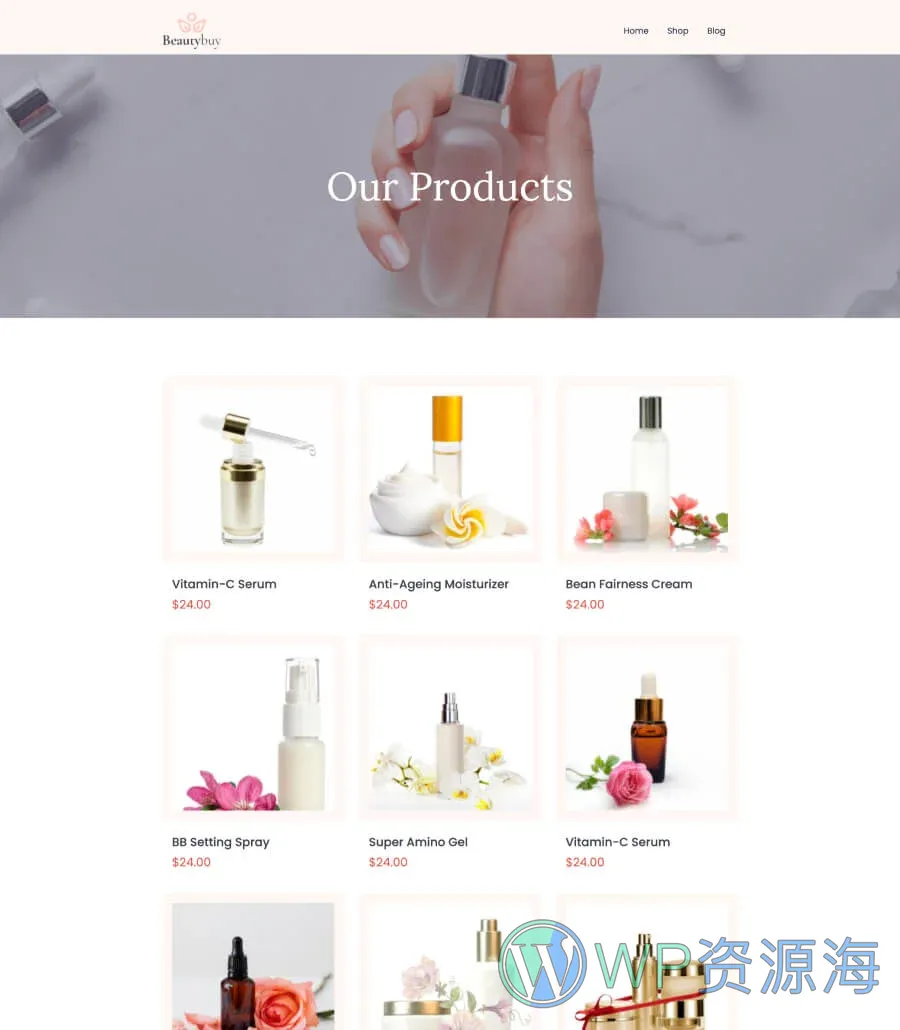 美容化妆品Gutenberg网站模板_一键导入快速建站插图2-WP资源海 BeautyBuy Product Page For Gutenberg