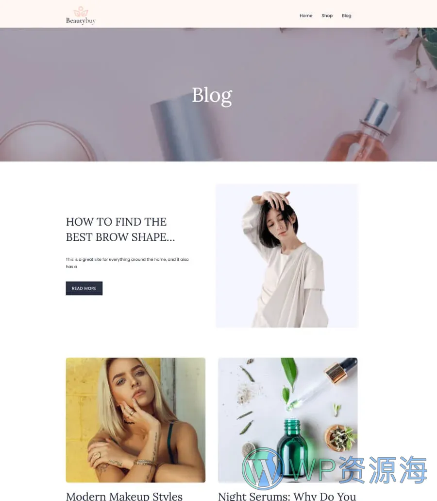 美容化妆品Gutenberg网站模板_一键导入快速建站插图3-WP资源海 BeautyBuy Blog Page For Gutenberg