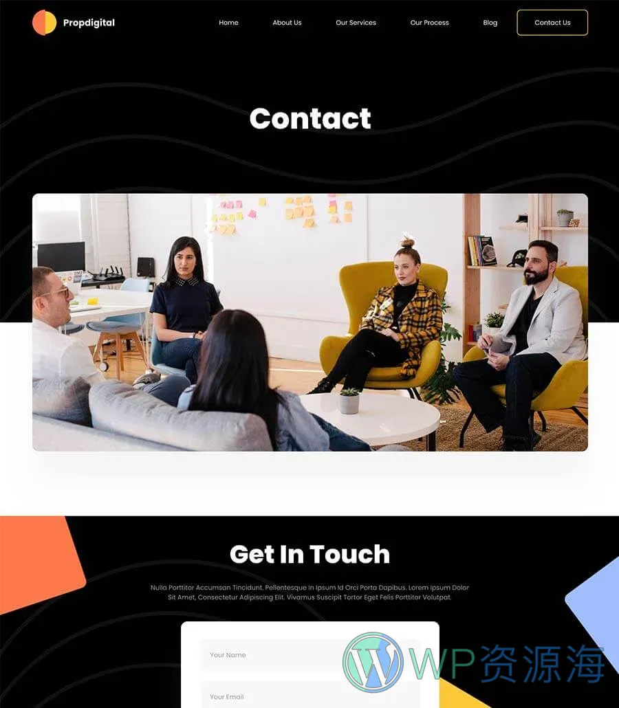 网页开发机构Elementor网站模板_一键导入快速建站插图4-WP资源海 PropDigital Contact Page