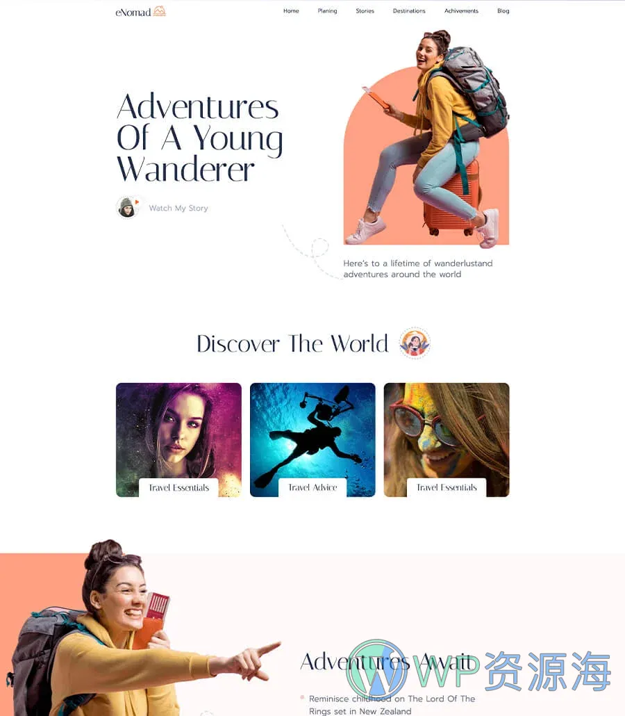 eNomad Landing Page For Gutenberg