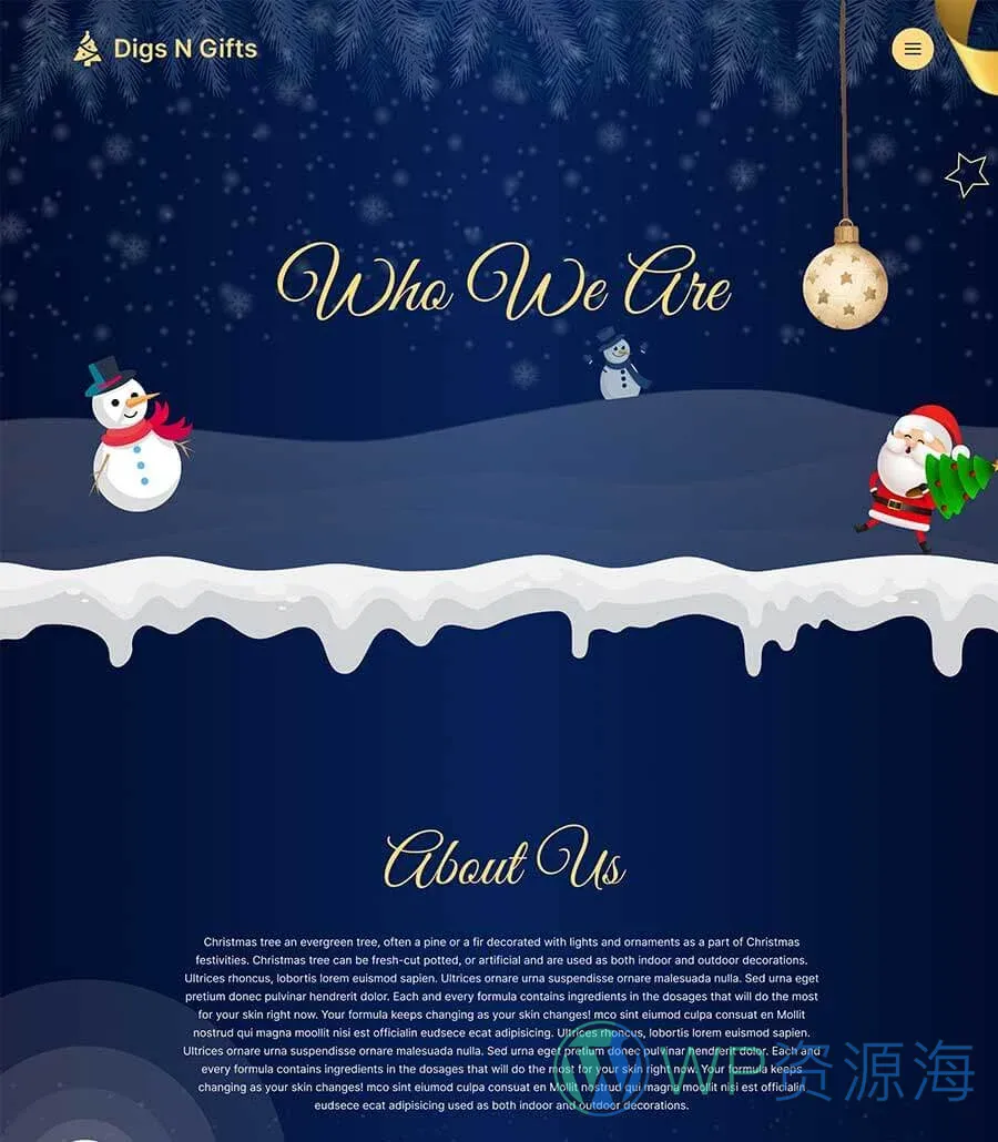 圣诞礼品店Elementor网站模板_一键导入快速建站插图4-WP资源海 Digs N Gifts About Page