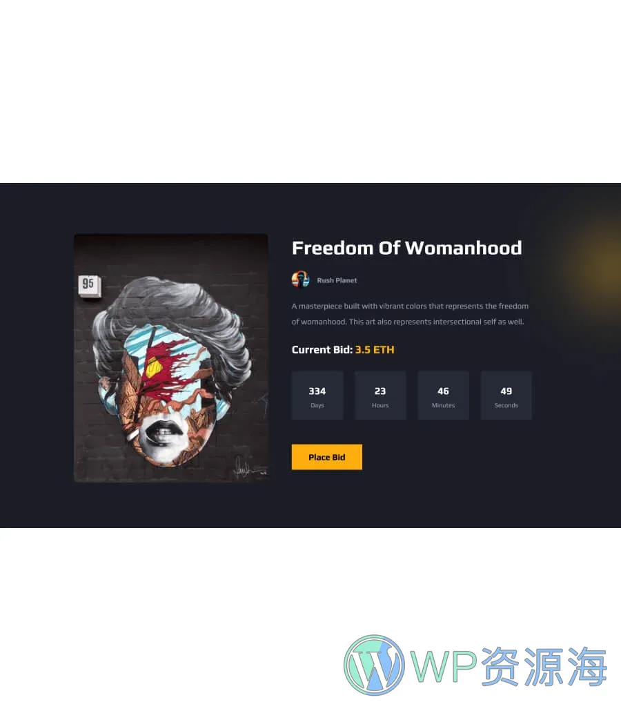 NFT项目企业Gutenberg网站模板_一键导入快速建站插图11-WP资源海 NFTLibrary Creator section For Gutenberg